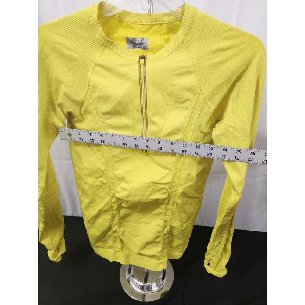 Athleta Fast Track 1/4 Zip Pullover Womens Sz S Yellow Long Sleeve Running Top - Picture 3 of 5